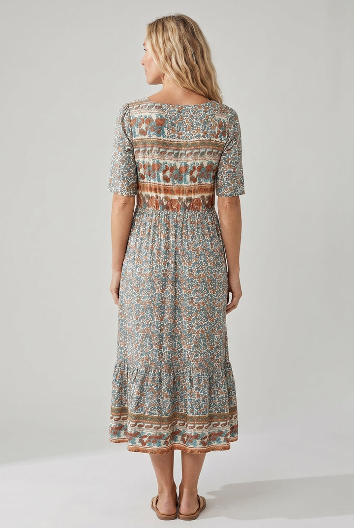Robe Midi Bohème Imprimée Femme