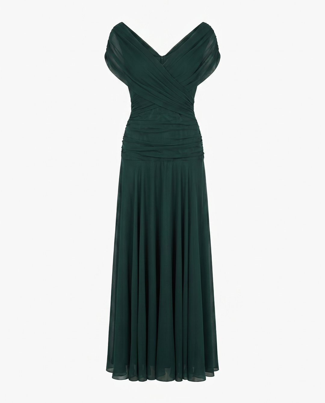 Abito lungo drappeggiato con scollo a V da donna
