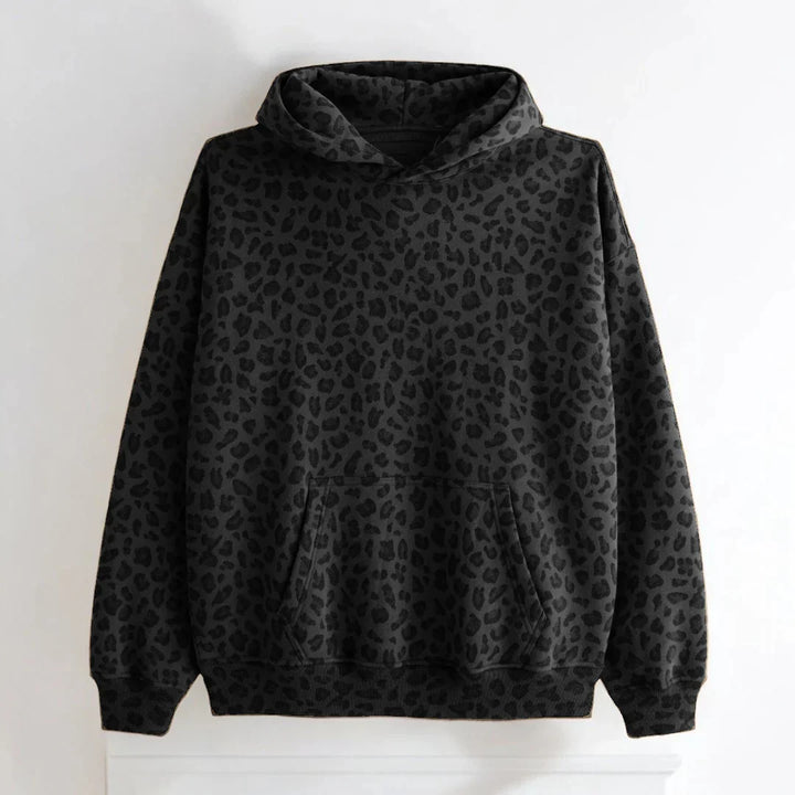 Felpa con cappuccio da uomo dal taglio casual con motivo leopardato