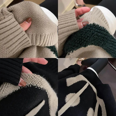 Maglione oversize in maglia con cappuccio e smile da donna