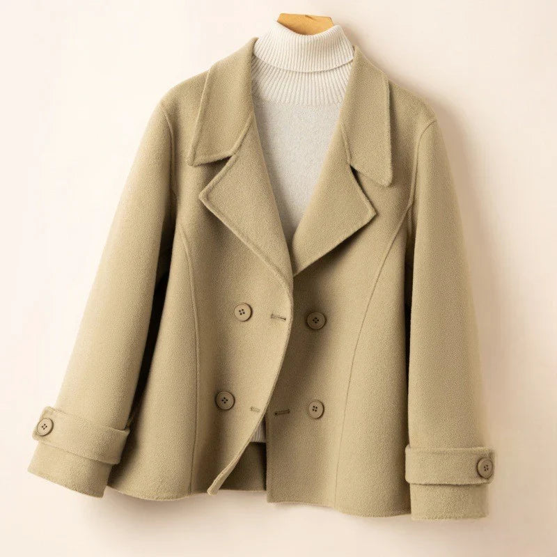 Manteau Croisé en Mélange de Laine Pour Femme