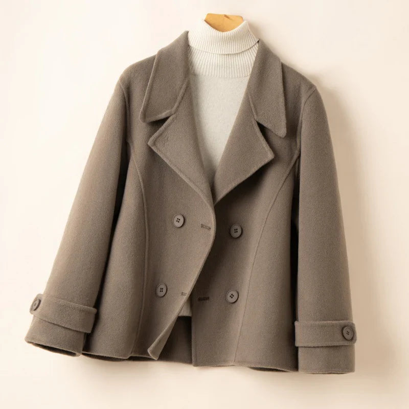Manteau Croisé en Mélange de Laine Pour Femme