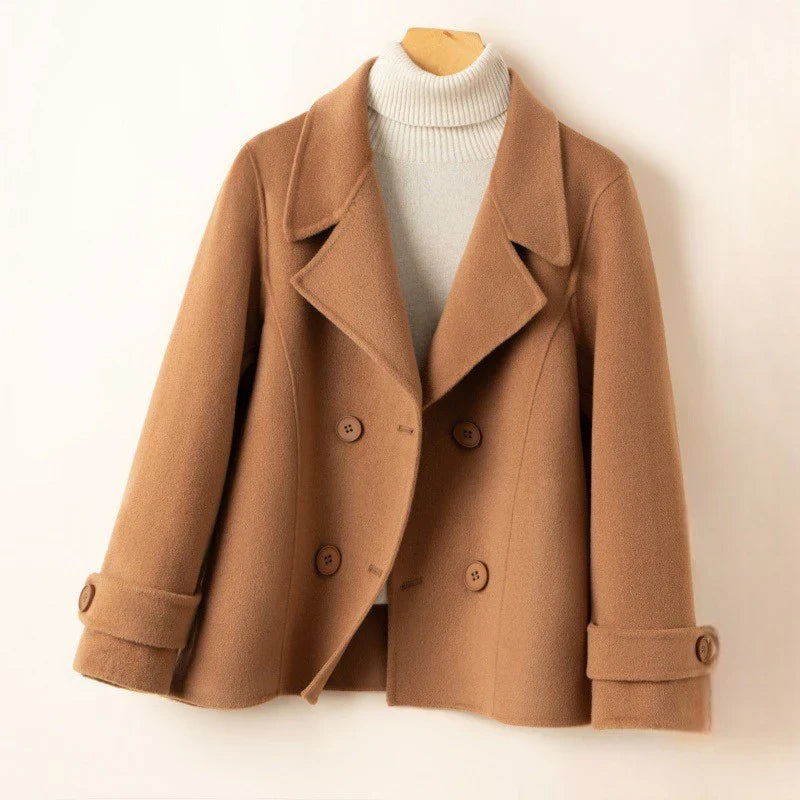 Manteau Croisé en Mélange de Laine Pour Femme