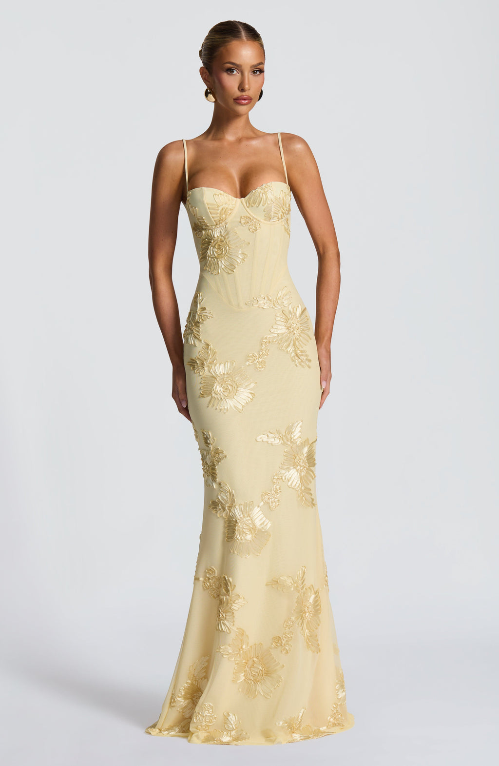 Elegant Long Women's Mermaid-Cut Dress in Floral Lace