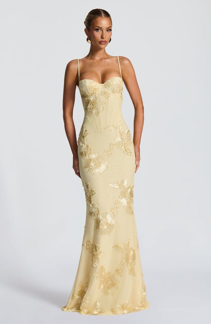 Elegant Long Women's Mermaid-Cut Dress in Floral Lace