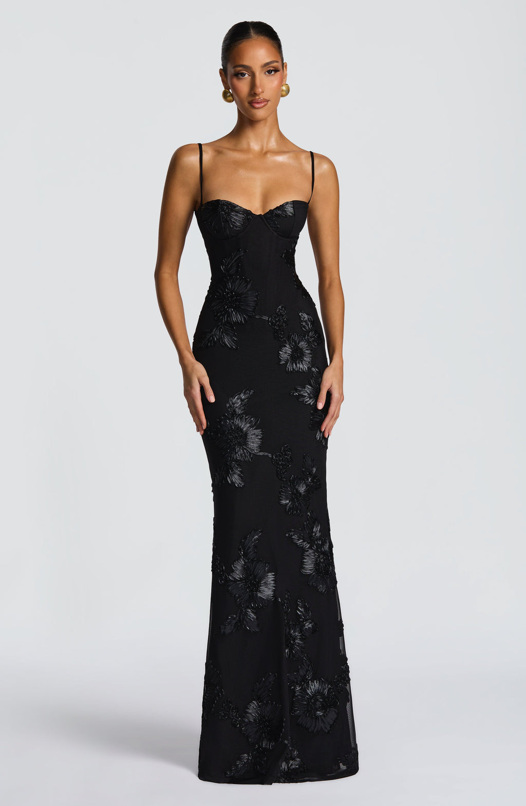 Elegant Long Women's Mermaid-Cut Dress in Floral Lace