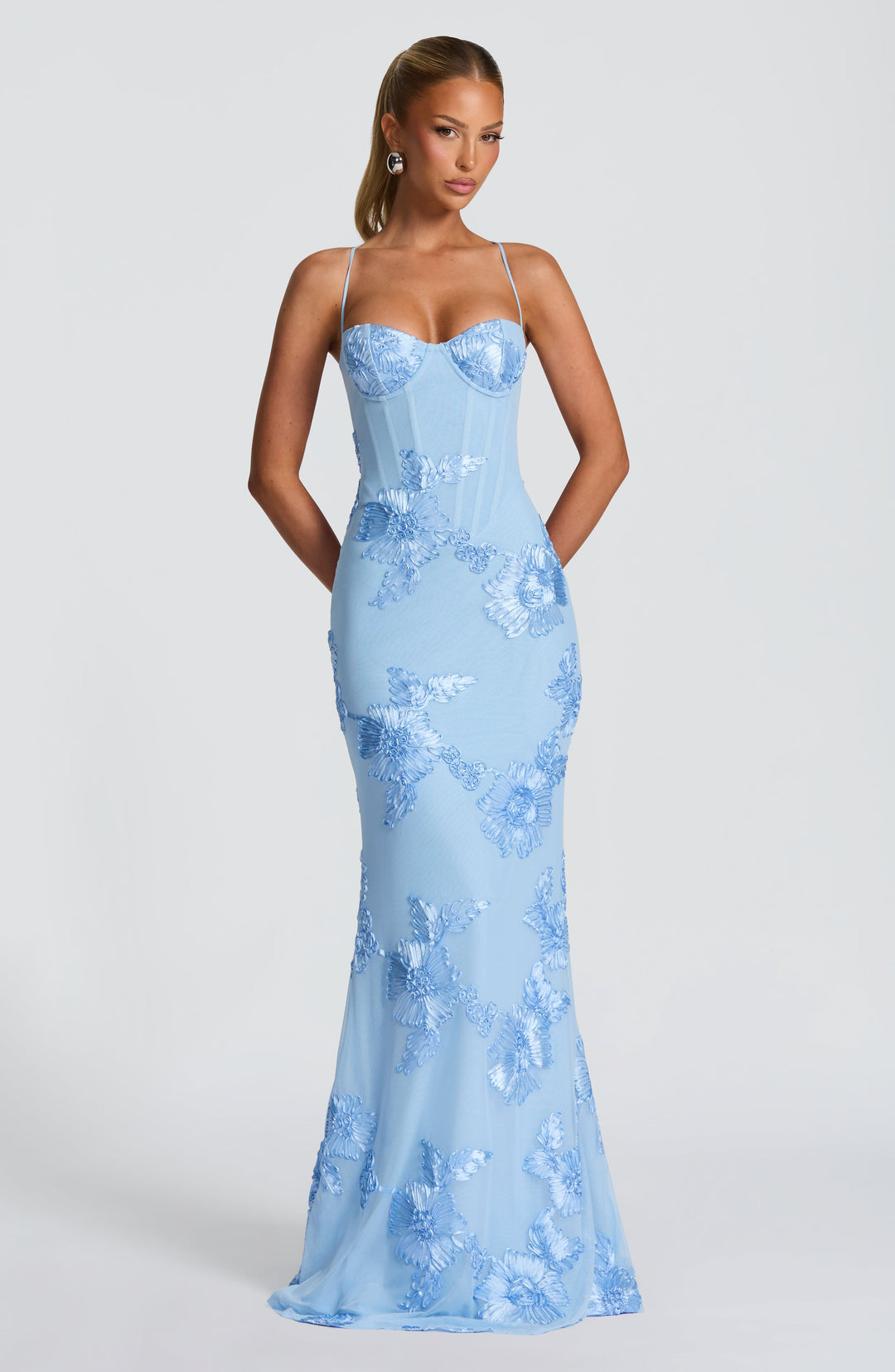 Elegant Long Women's Mermaid-Cut Dress in Floral Lace