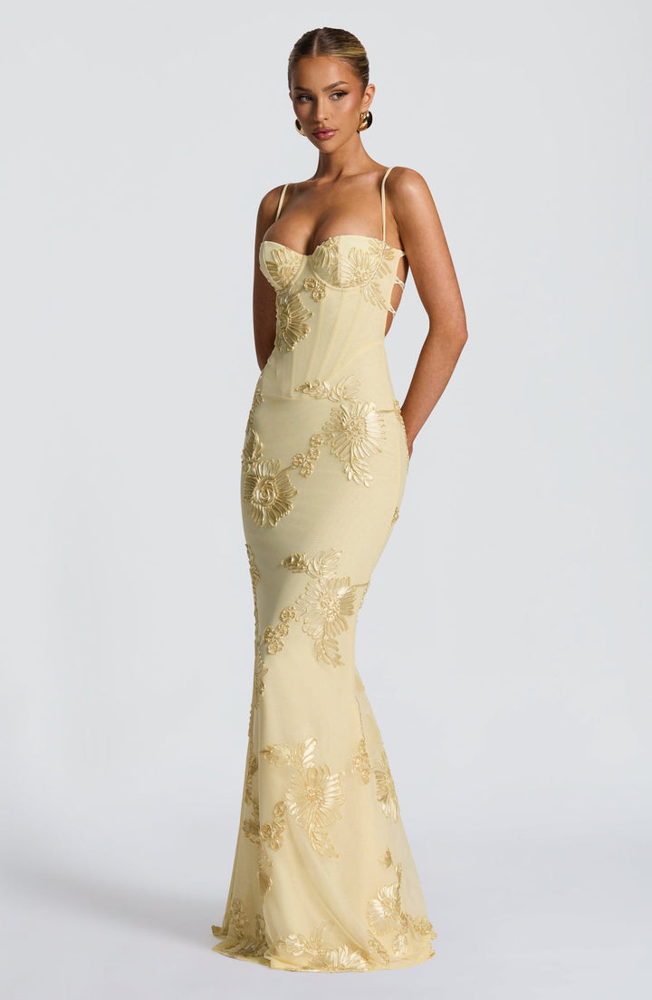 Elegant Long Women's Mermaid-Cut Dress in Floral Lace