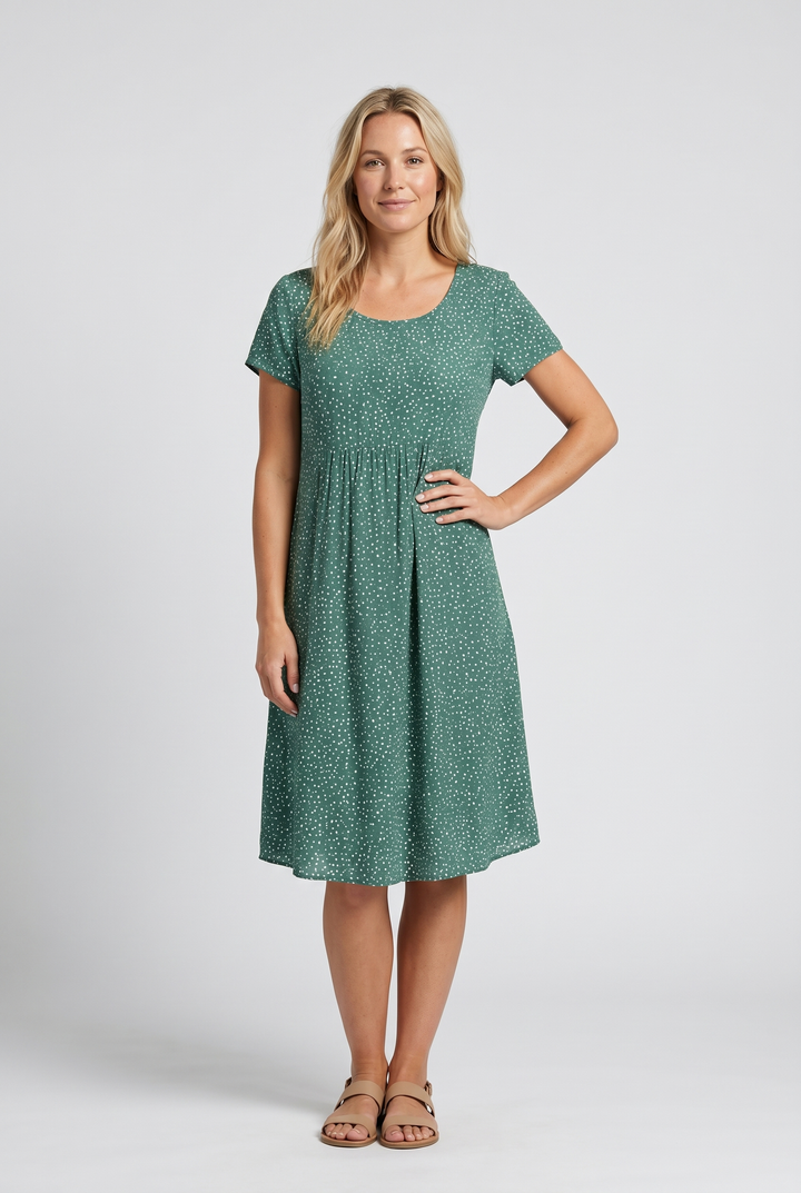 Vestido midi de verano para mujer con mangas cortas