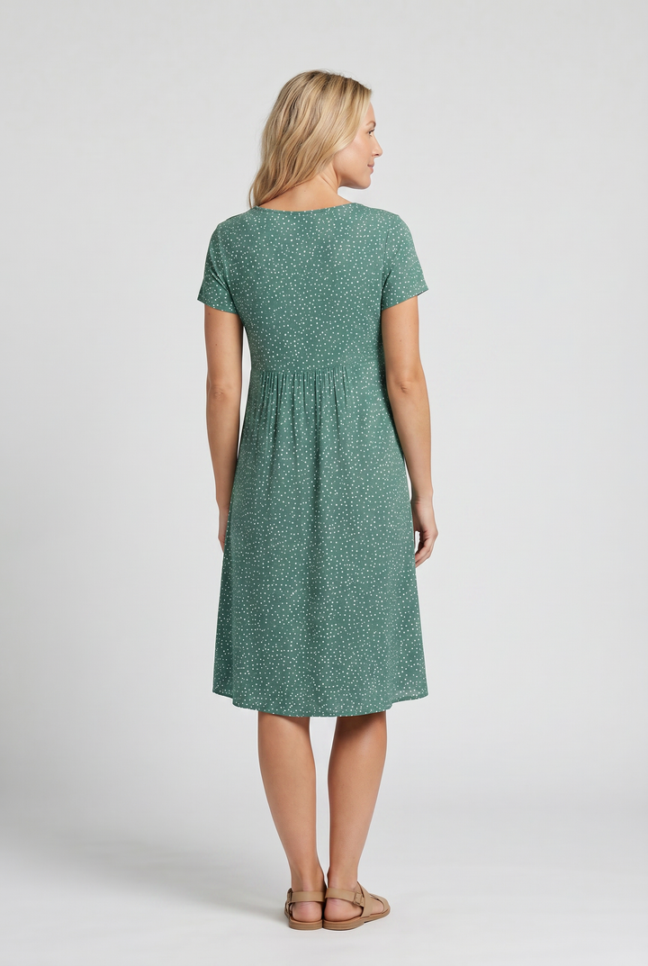 Vestido midi de verano para mujer con mangas cortas