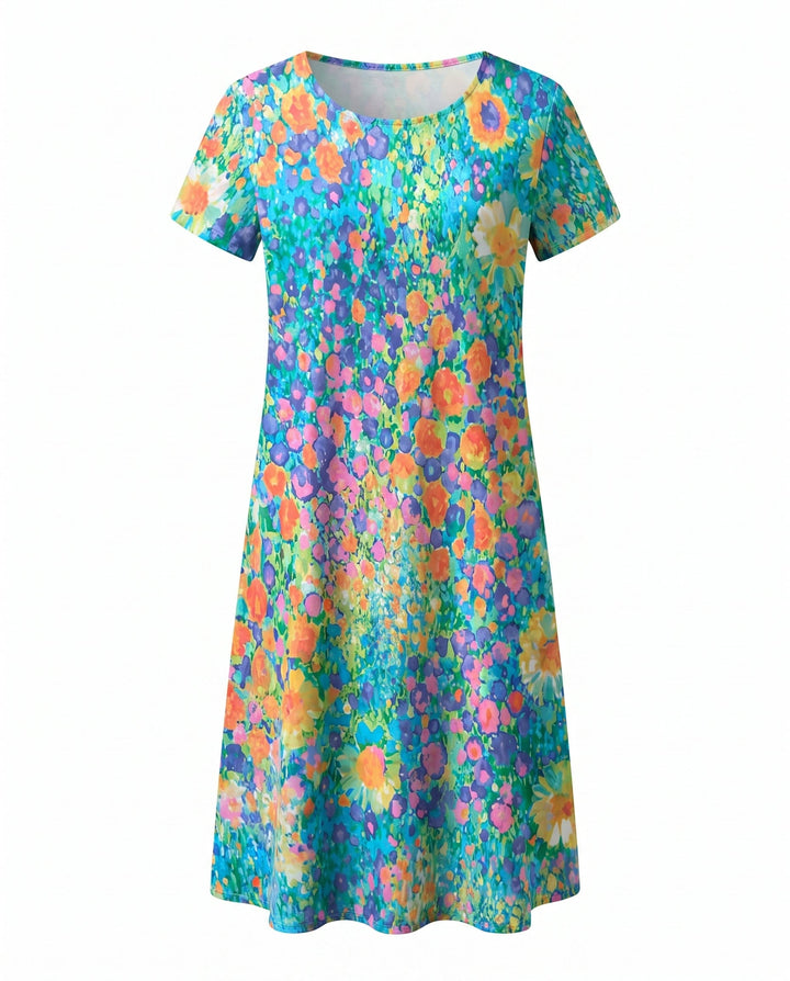 Vestido midi de verano para mujer con mangas cortas
