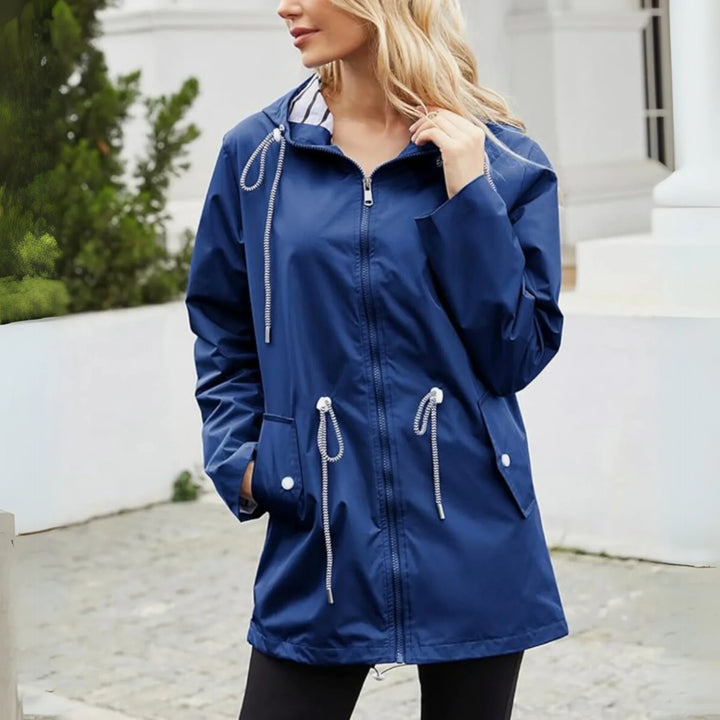Imperméable à Capuche Pour Femme Avec Cordon De Serrage