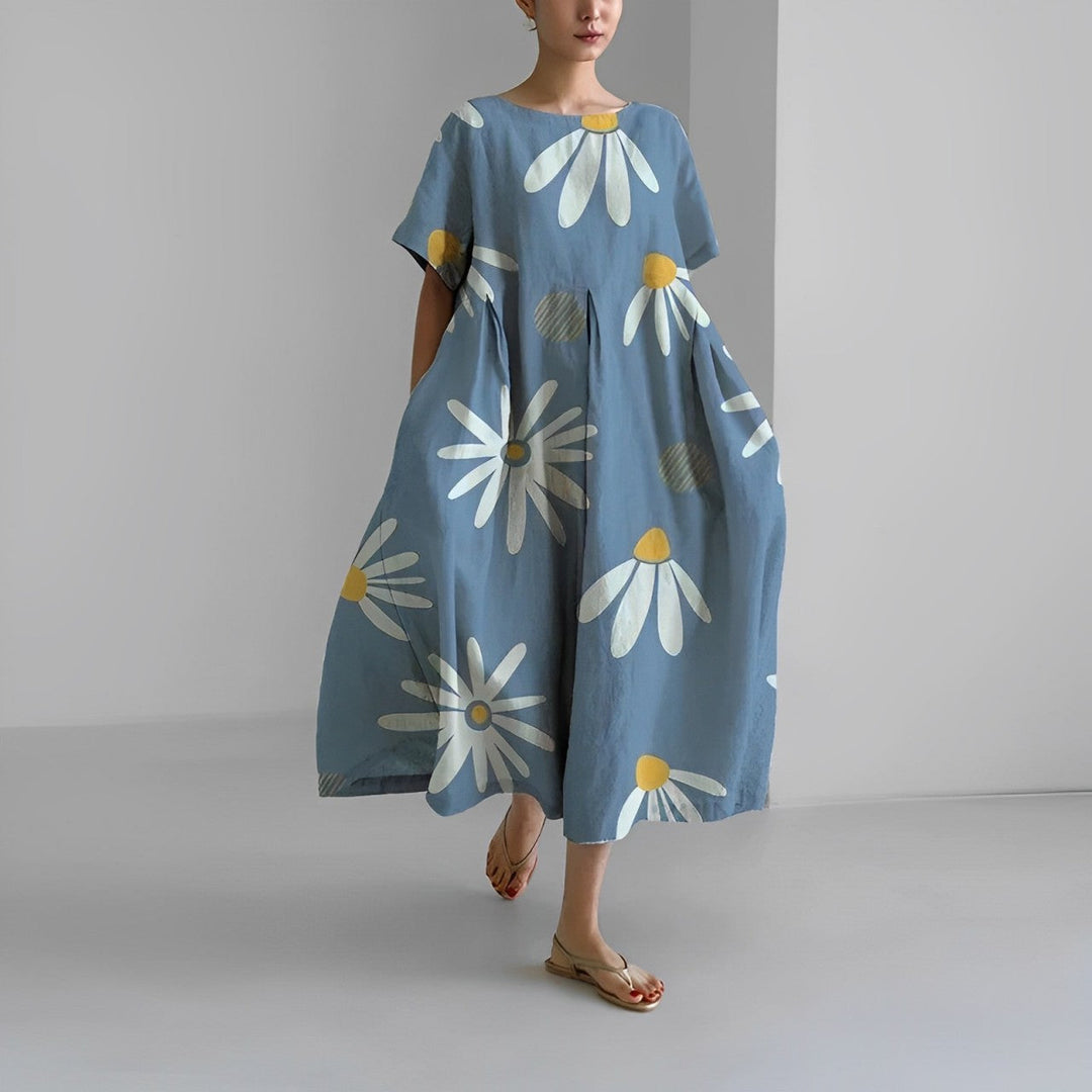 Vestito midi da donna stampato a taglio ampio