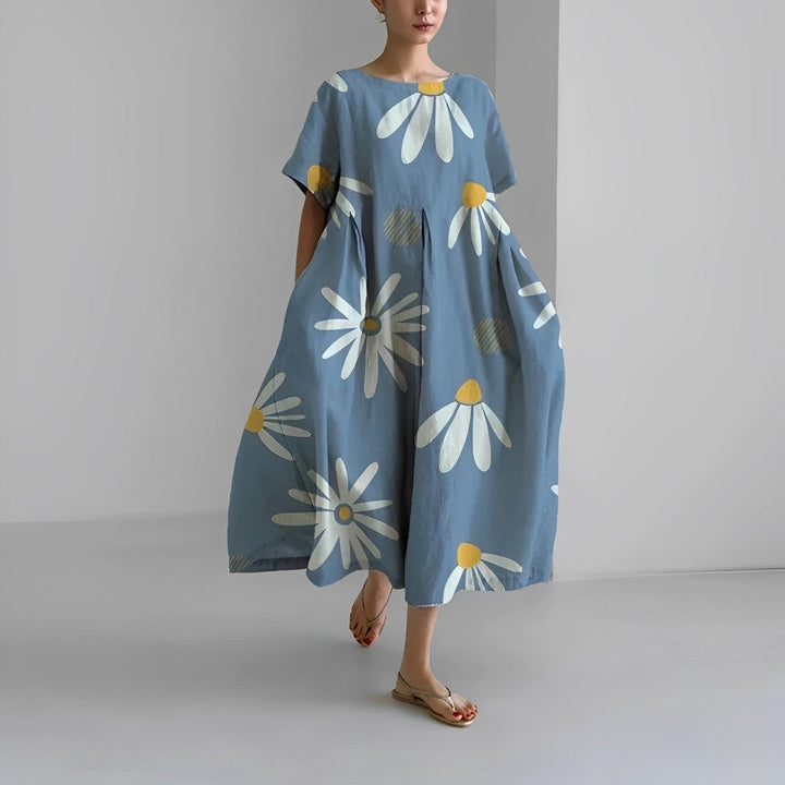 Vestito midi da donna stampato a taglio ampio
