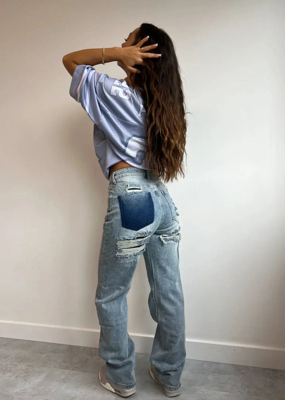 Jean Femme Taille Haute Wide Leg Déchiré