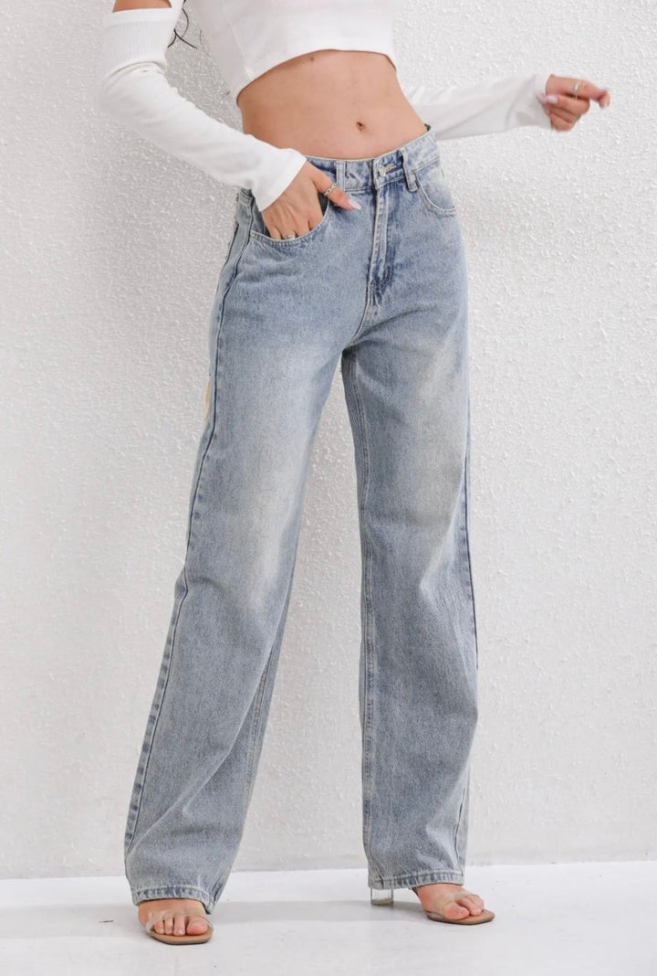 Jean Femme Taille Haute Wide Leg Déchiré