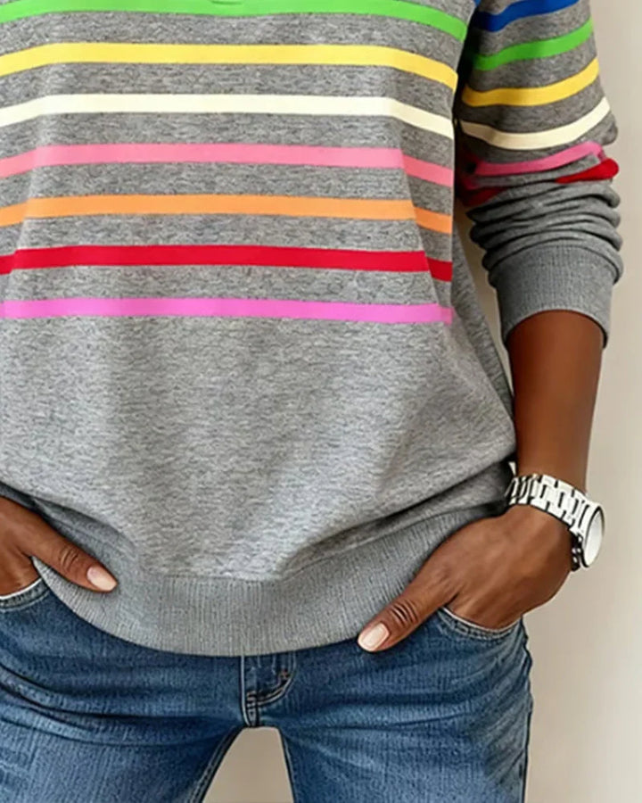 Sudadera de rayas con media cremallera para mujer