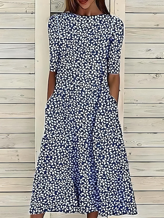 Coastal Flower Midi Dress for Women